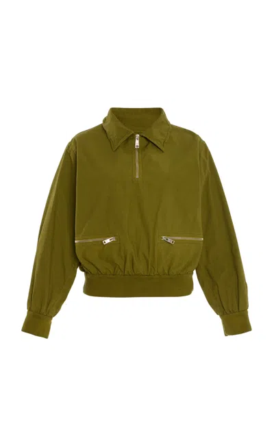 Prada Olive Poplin Jacket In Green
