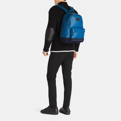 Shop Coach Modern Varsity Campus Backpack In Pebble Leather In : Black/mahogany