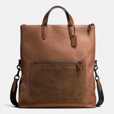 Coach Manhattan Foldover Tote In Patchwork Leather In Black Dark