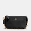 Coach Nolita Wristlet 19 In Polished Pebble Leather In Black/light Gold