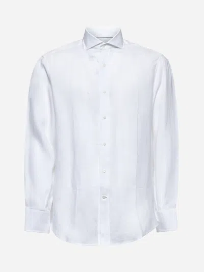 Brunello Cucinelli Camicia Twisted In Seta Dry Marrone