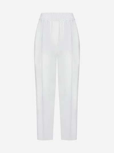 Brunello Cucinelli Grey High-waisted Trousers In Natural