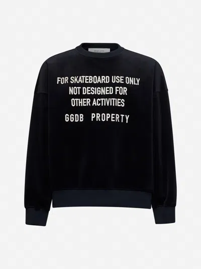 Golden Goose Black Chenille Embroidered Lettering Sweatshirt