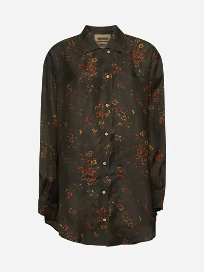 Shop Uma Wang Brown Twill Tyesha Printed Shirt