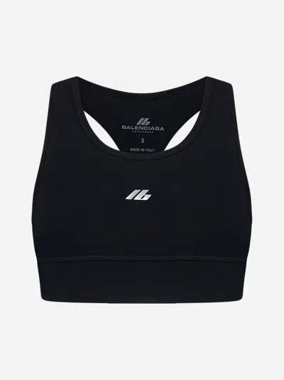 Balenciaga Sporty Reflective Logo Top Tops Black In Black