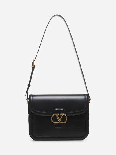 Valentino Garavani Black Shoulder Bag With Vlogo Detail On The Front In Leather Man
