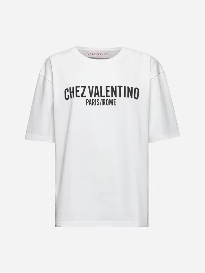 Valentino Cotton Slogan Print Drop Shoulder T-shirt