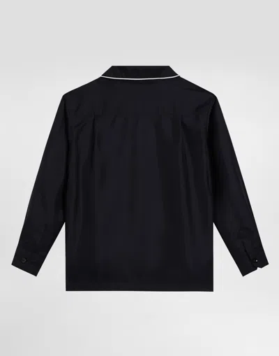 Dolce & Gabbana Twill Shirt With Dg Embroidery In Blue