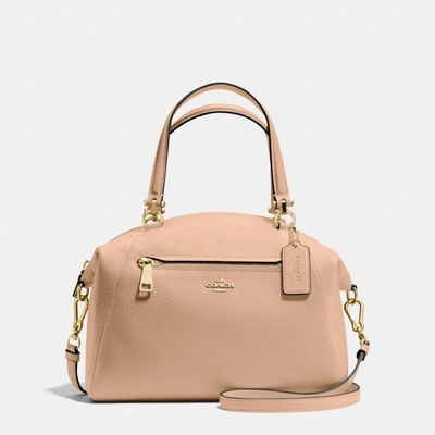 Coach Prairie Satchel In Polished Pebble Leather In : Light Gold/beechwood