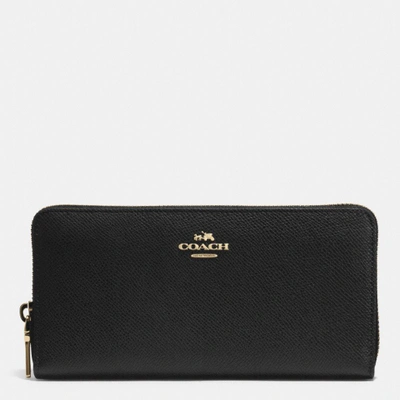 Shop Coach Accordion Zip Wallet In Embossed Textured Leather In : Light Gold/black