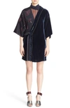 3.1 Phillip Lim 'ginkgo' Leaf Sequin Velvet Mock Kimono Dress In Sapphire