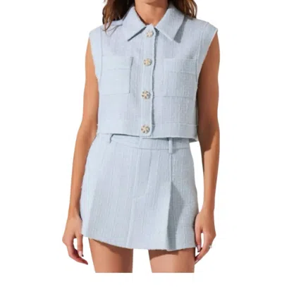 Astr The Label Jhene Sleeveless Wool Blend Tweed Top In Blue