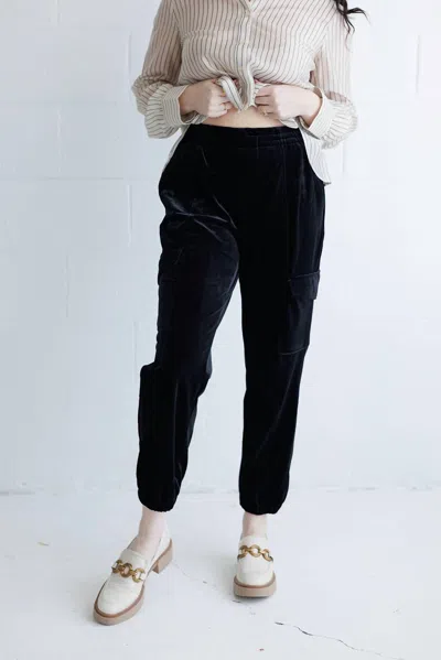 Sanctuary Relaxed Rebel Velvet Jogger Pants In Black In Black