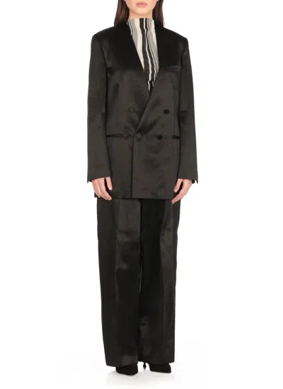 Philosophy Di Lorenzo Serafini V-neck Satin Blazer With Double-breasted Closure In Black