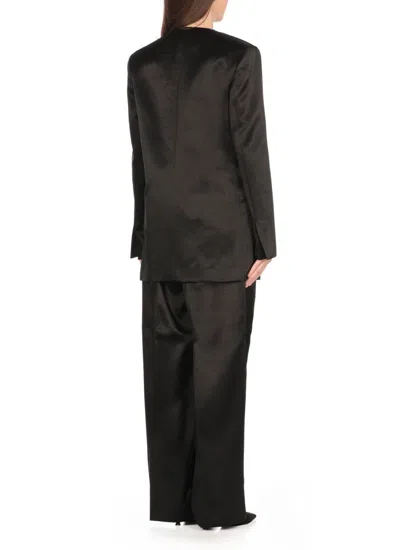 Philosophy Di Lorenzo Serafini V-neck Satin Blazer With Double-breasted Closure In Black