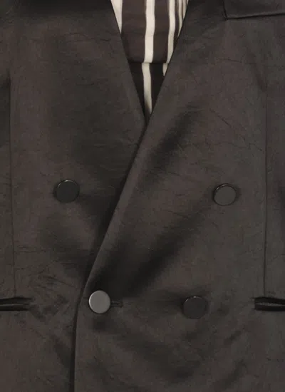 Philosophy Di Lorenzo Serafini V-neck Satin Blazer With Double-breasted Closure In Black