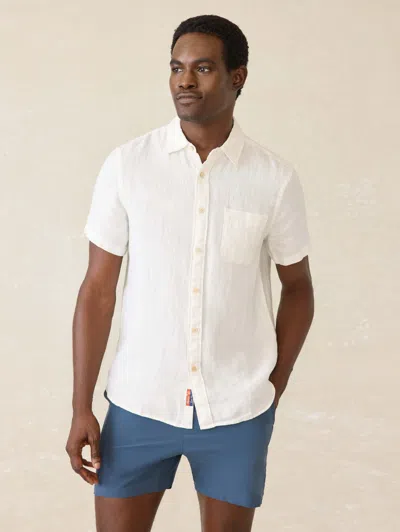Faherty Ss Mesa Shirt In Bright White Basketweave