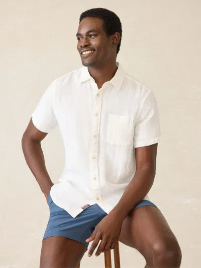 Faherty Ss Mesa Shirt In Bright White Basketweave