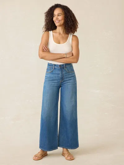 Faherty Saturday Denim Wide Leg Ankle Pants In Indigo Coast Wash