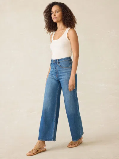 Faherty Saturday Denim Wide Leg Ankle Pants In Indigo Coast Wash