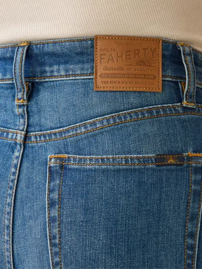 Faherty Saturday Denim Wide Leg Ankle Pants In Indigo Coast Wash