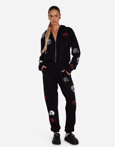 Lauren Moshi Chantria Stud Skulls & Lips In Black