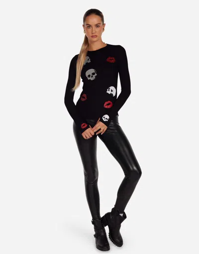 Lauren Moshi Mckinley Stud Skulls & Lips In Black
