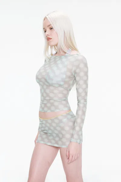 Ss25 Amelia Top In Mint Blurred Dot