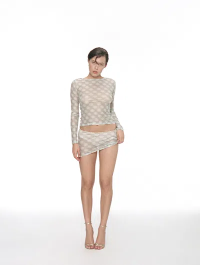 Ss25 Elektra Skirt In Mint Blurred Dot