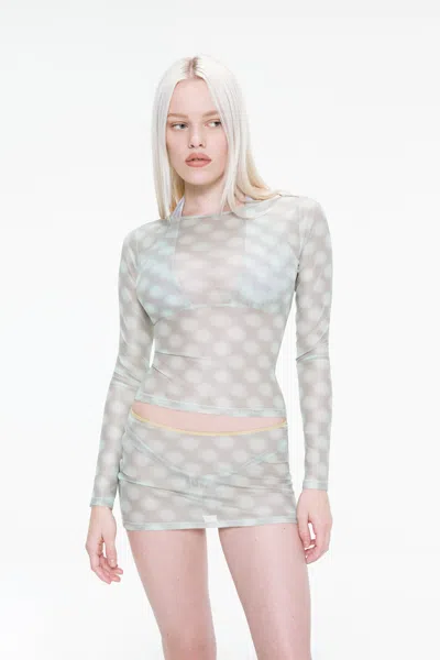 Ss25 Elektra Skirt In Mint Blurred Dot