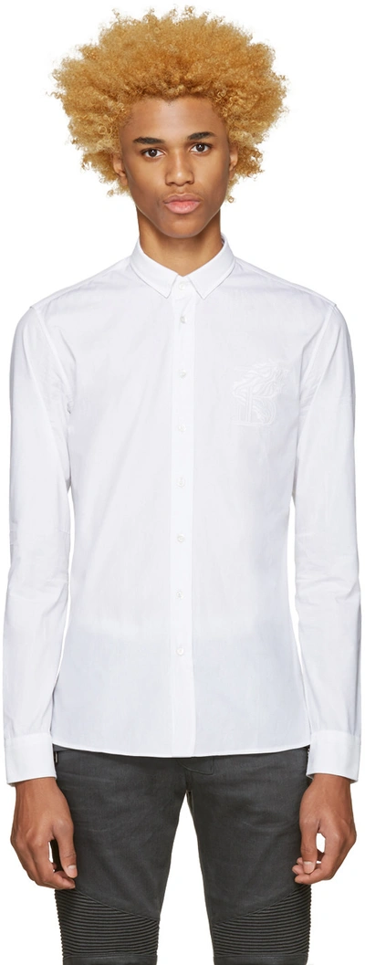 Shop Balmain White Pique Trimmed Shirt
