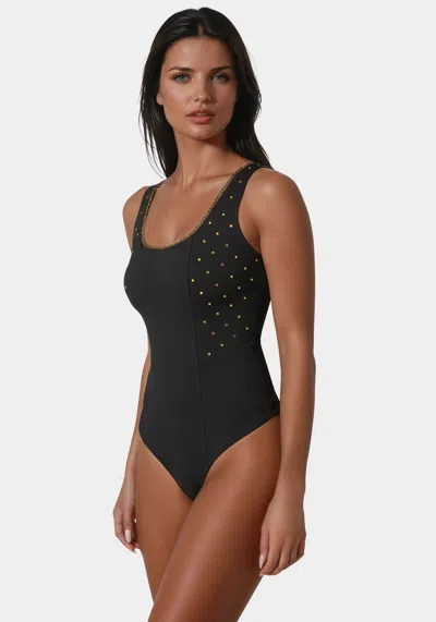 Bebe Embellished Bodysuit In Black