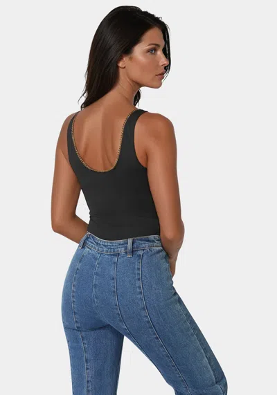 Bebe Embellished Bodysuit In Black