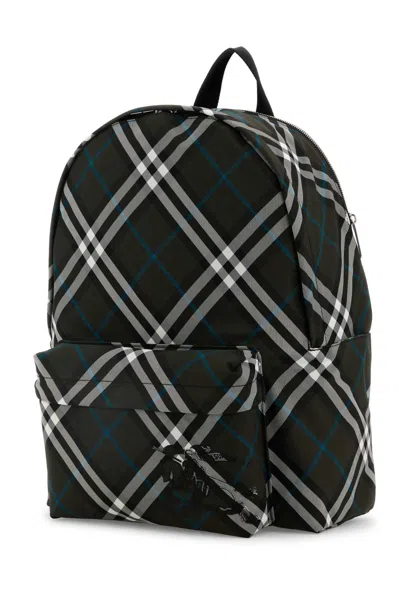 Burberry Checkered Fabric Embroidered Backpack