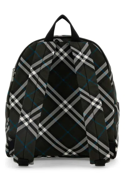 Burberry Checkered Fabric Embroidered Backpack