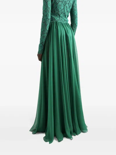 Dolce & Gabbana Silk-blend Lace And Pleated Chiffon Gown