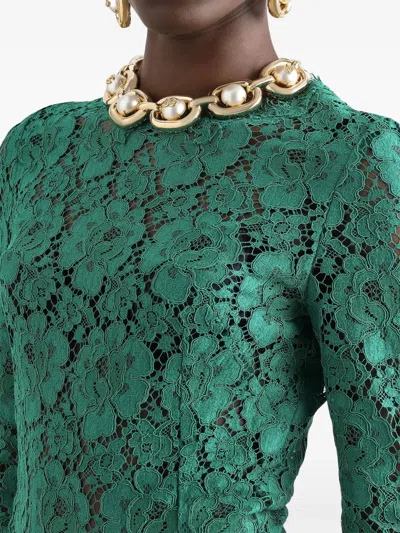 Dolce & Gabbana Silk-blend Lace And Pleated Chiffon Gown