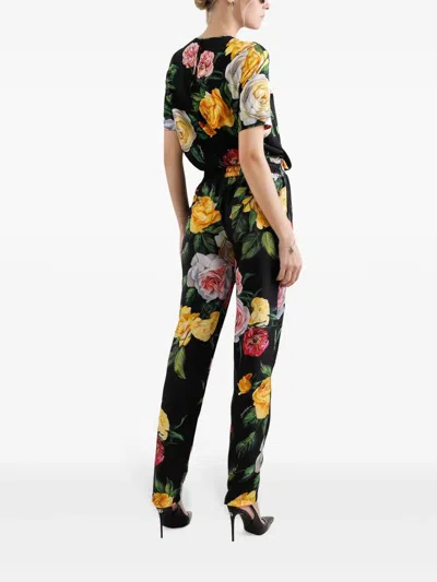 Dolce & Gabbana Peony And Rose Print Silk Charmeuse Blouse