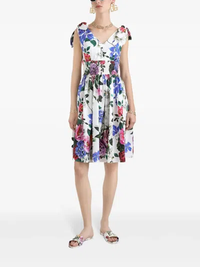 Dolce & Gabbana Multicolor Short Dress With All-over Floral Print