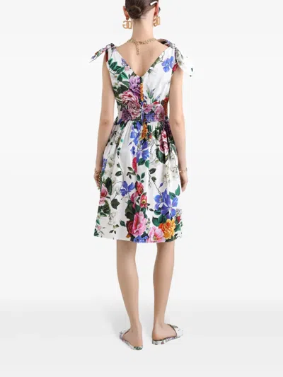 Dolce & Gabbana Multicolor Short Dress With All-over Floral Print