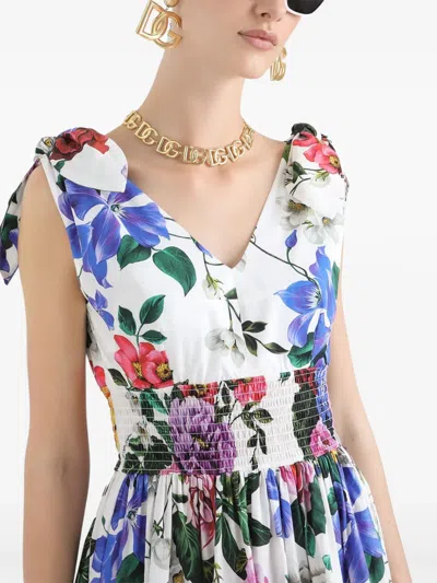 Dolce & Gabbana Multicolor Short Dress With All-over Floral Print