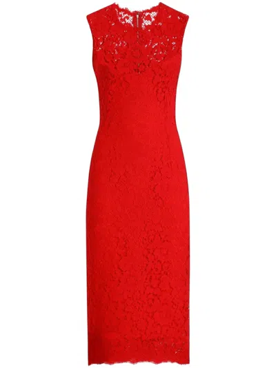 Dolce & Gabbana Calf-length Sheath Dress In Floral Cordonetto Lace