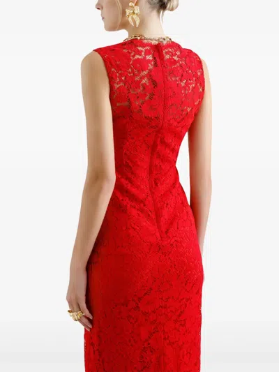 Dolce & Gabbana Calf-length Sheath Dress In Floral Cordonetto Lace
