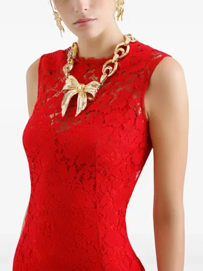 Dolce & Gabbana Calf-length Sheath Dress In Floral Cordonetto Lace