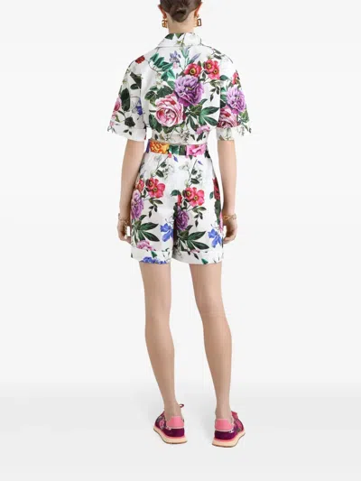 Dolce & Gabbana Multicolor Bermuda Shorts With All-over Floral Pattern Print In Cotton Woman
