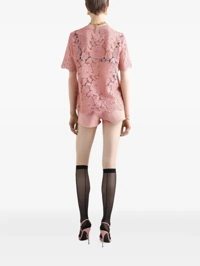 Dolce & Gabbana Dolce&gabbana Pink Lace T Shirt