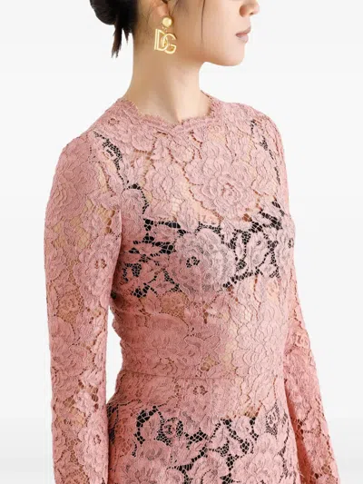 Dolce & Gabbana Women Branded Floral Cardonetto Lace Sheath Dress