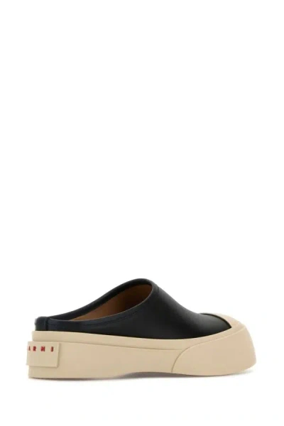 Marni Pablo Leather And Shearling Clog
