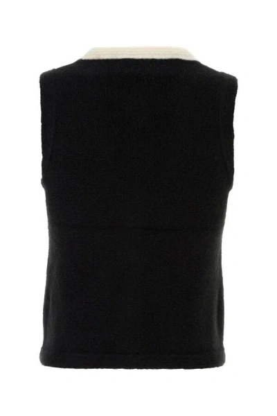 Alessandra Rich Black Contrast-trim Knitted Vest In Black
