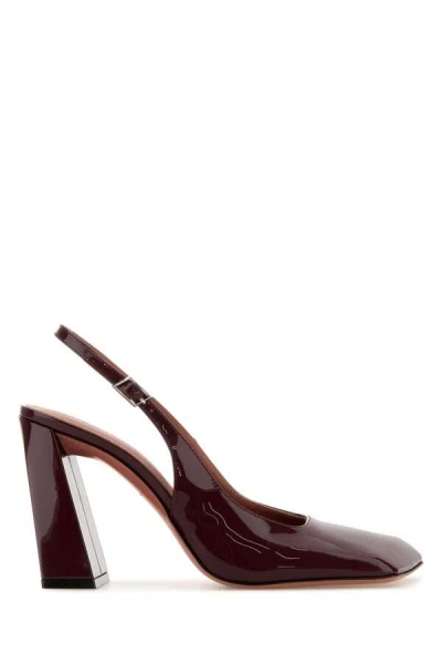 Amina Muaddi Grape Leather Charlotte Pumps In Purple